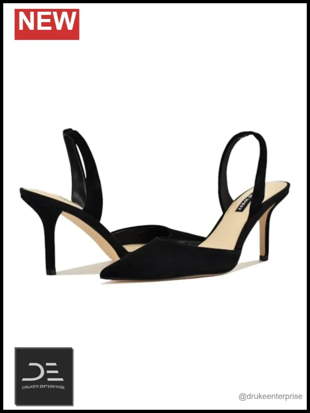 Nine West Paytie Slingback Stiletto Heels Pointy Toe Suede Pumps